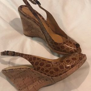 Via Spiga brown croc cork wedge